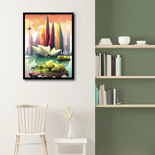 Singapore in cubism style Canvas Frames Wall Art