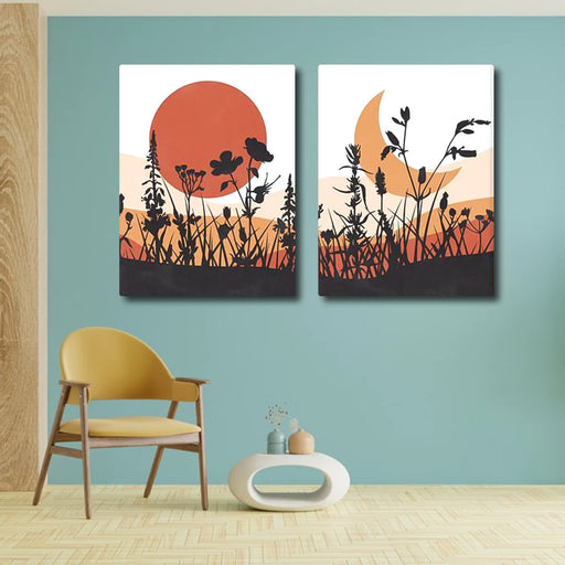 Sun Moon Mountain Botanical (2Panel) Wall Art