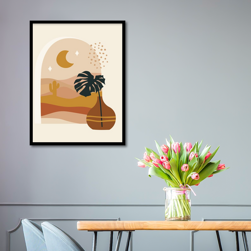 Cactus Desert Moon Abstract Canvas Frames