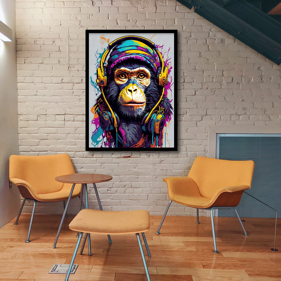 Cool Monkey with Headphones