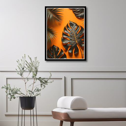 Brown Monstera Deliciosa leaves Canvas Frames