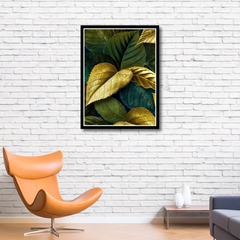 Metallic gold and green leaves Canvas Frames